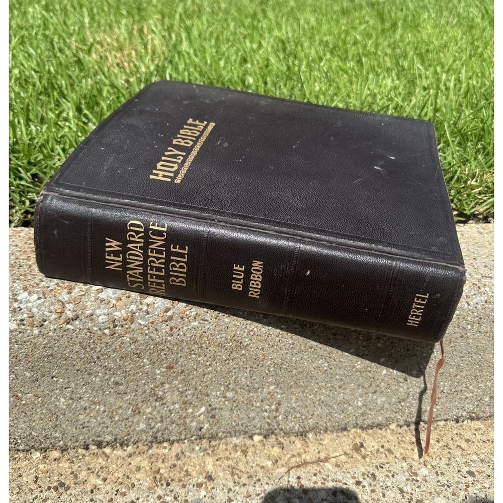 Vintage 1951 Blue Ribbon New Standard Reference Bible Hertel Red Letter Edition